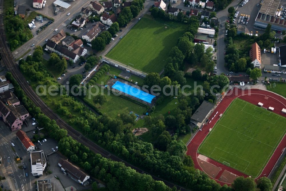 Herrenberg from above - Sports grounds and football pitch VfL Center Herrenberg in Herrenberg in the state Baden-Wuerttemberg