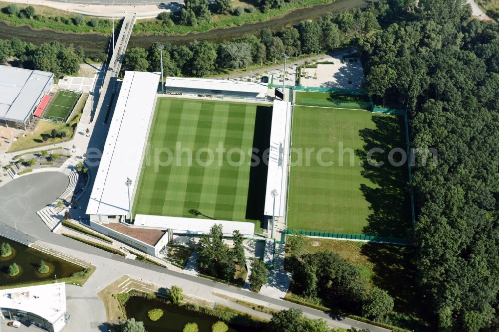 Aerial photograph Wolfsburg - Sports grounds and football pitch VfL-FussballWelt in Wolfsburg in the state Lower Saxony