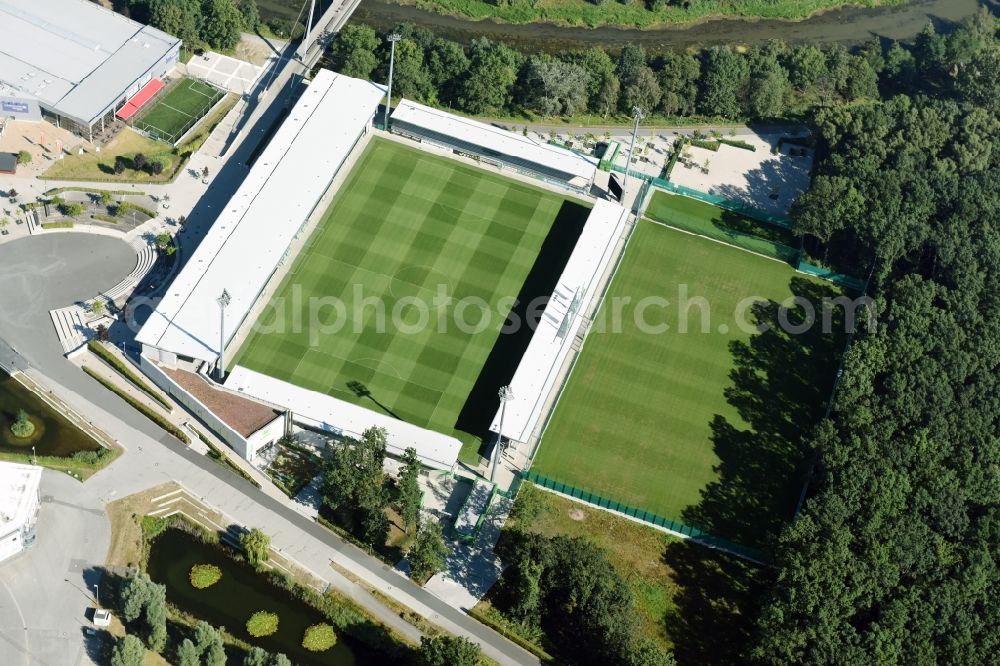 Aerial image Wolfsburg - Sports grounds and football pitch VfL-FussballWelt in Wolfsburg in the state Lower Saxony