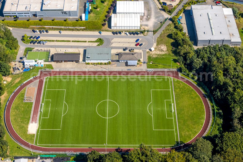 Aerial photograph Silschede - Sports grounds and football pitch Waldstadion on street Am Waldesrand in Silschede in the state North Rhine-Westphalia, Germany