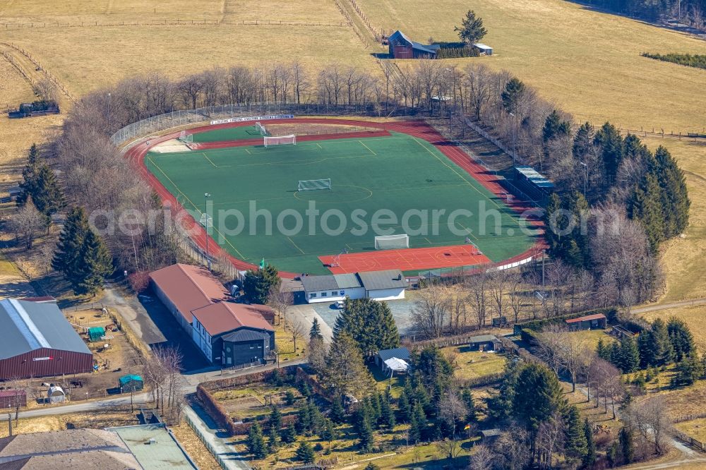 Aerial image Winterberg - Sports grounds and football pitch Am Postteich in Winterberg in the state North Rhine-Westphalia, Germany