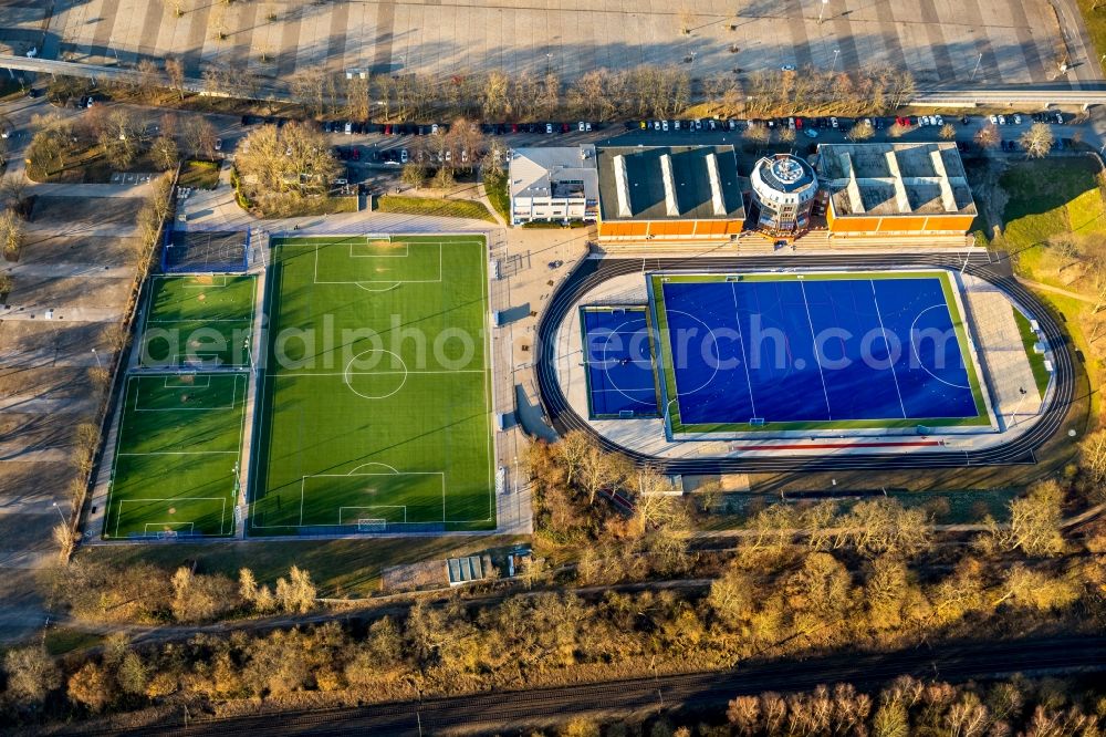 Aerial photograph Dortmund - Sports grounds and football pitch of TSC Eintracht Dortmund on Victor-Toyka-Strasse in Dortmund in the state North Rhine-Westphalia, Germany