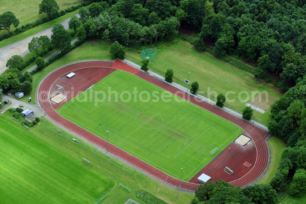 Schwarzenbek from above - Sports field of SC Schwarzenbek in Schwarzenbek in the state Schleswig-Holstein, Germany