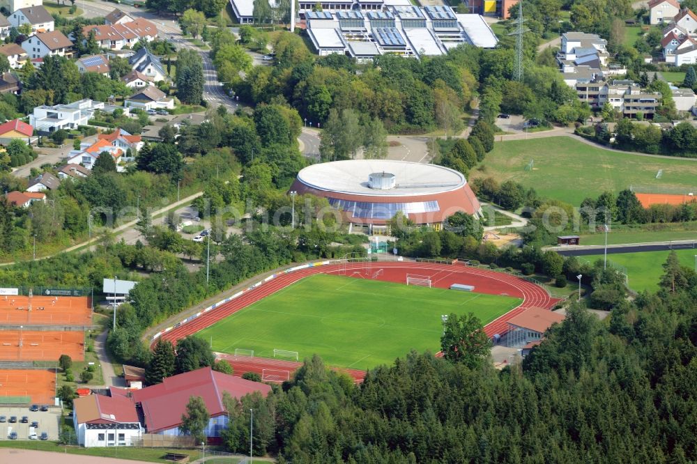 Ellwangen (Jagst) from the bird's eye view: Ensemble of sports grounds in Ellwangen (Jagst) in the state Baden-Wuerttemberg