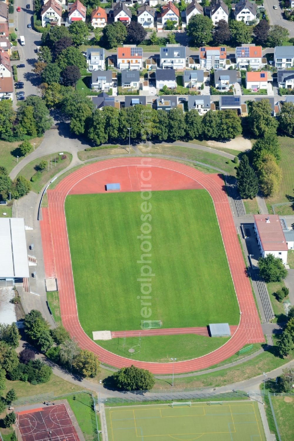 Kornwestheim from the bird's eye view: Ensemble of sports grounds in Kornwestheim in the state Baden-Wuerttemberg