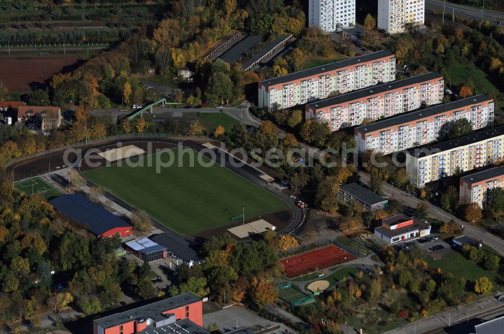 Aerial photograph Jena - Sports fields at the street Alfred-Diener-Straße and the road Theobald-Renner-Straße in Jena in Thuringia