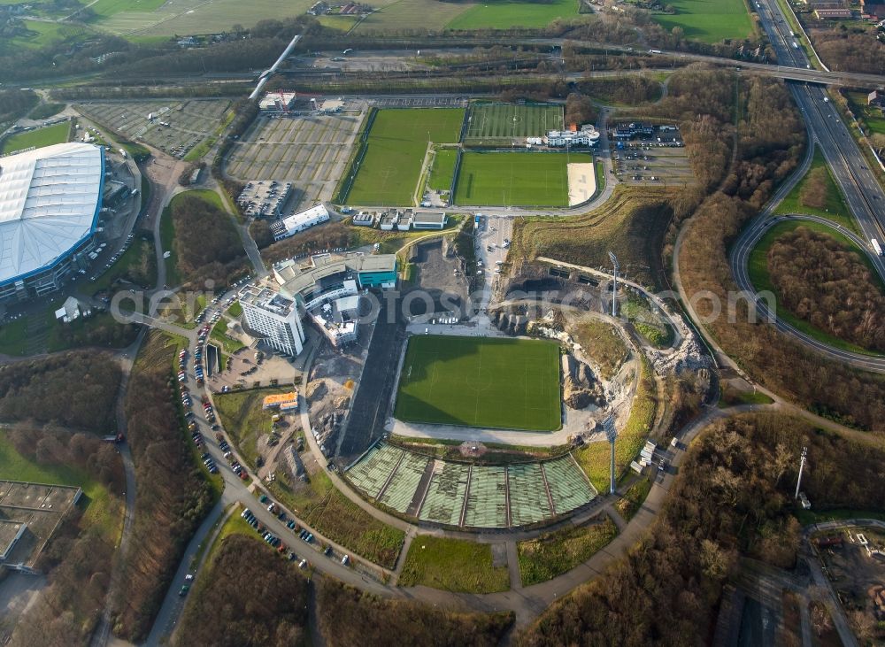 Aerial photograph Gelsenkirchen - Sports facilities and construction works at the former football stadium Parkstadion in Gelsenkirchen in the state of North Rhine-Westphalia