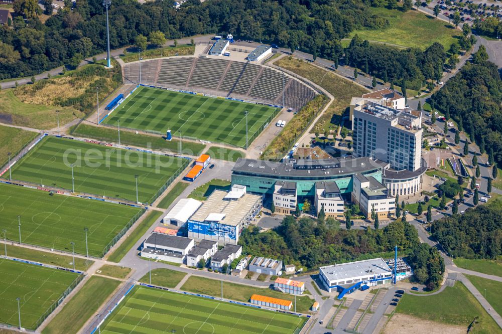 Aerial photograph Gelsenkirchen - Sports facilities and construction works at the former football stadium Parkstadion in Gelsenkirchen in the state of North Rhine-Westphalia