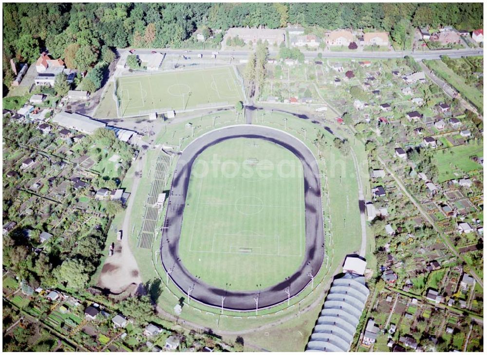 Aerial photograph Stralsund / Mecklenburg Vorpommern - Sportstadion in Stralsund / 27.09.02