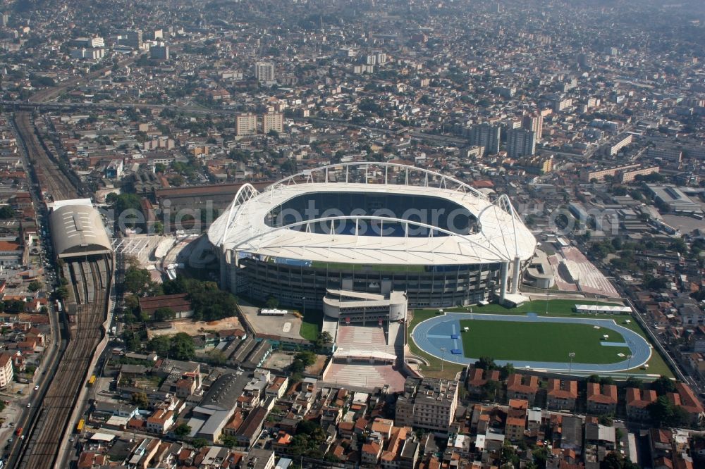 Aerial image Rio de Janeiro - Sport Venue of the Estadio Olimpico Joao Havelange - Nilton Santos Stadium before the Summer Games of the Games of the XXII. Olympics. The arena is home to the football club Botafogo in Rio de Janeiro in Brazil