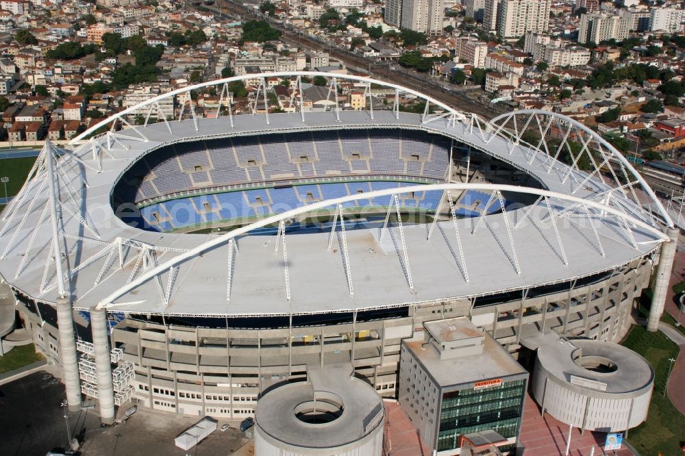 Rio de Janeiro from the bird's eye view: Sport Venue of the Estadio Olimpico Joao Havelange - Nilton Santos Stadium before the Summer Games of the Games of the XXII. Olympics. The arena is home to the football club Botafogo in Rio de Janeiro in Brazil