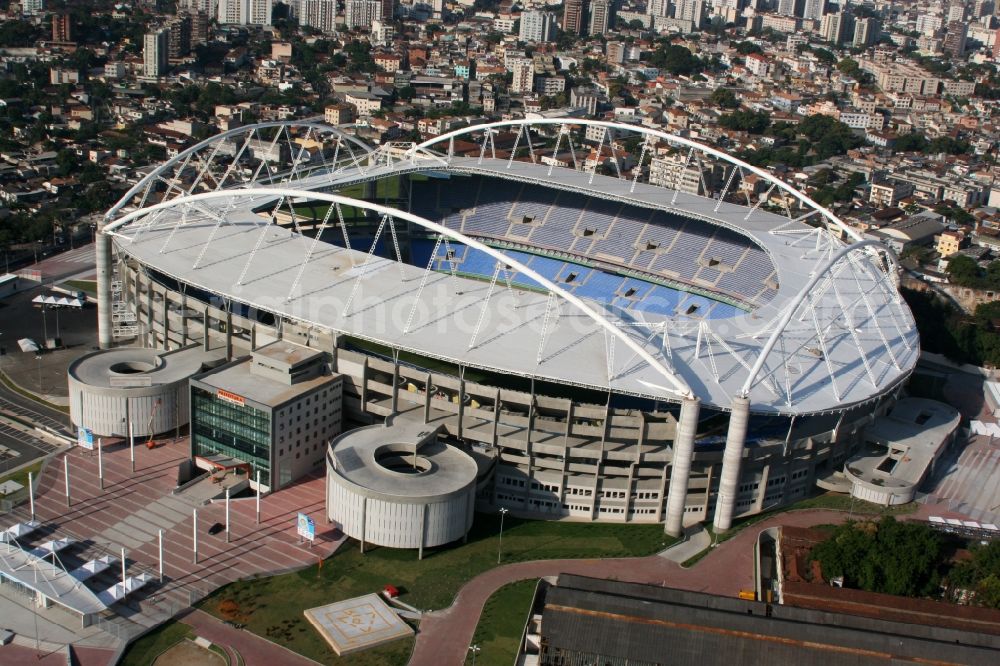 Rio de Janeiro from the bird's eye view: Sport Venue of the Estadio Olimpico Joao Havelange - Nilton Santos Stadium before the Summer Games of the Games of the XXII. Olympics. The arena is home to the football club Botafogo in Rio de Janeiro in Brazil