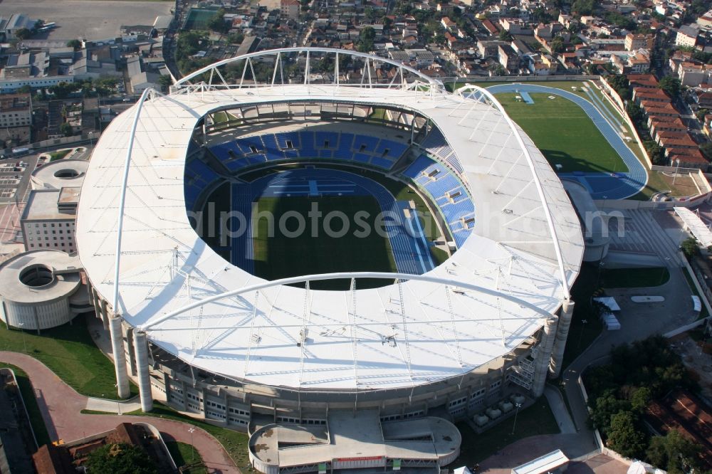 Aerial image Rio de Janeiro - Sport Venue of the Estadio Olimpico Joao Havelange - Nilton Santos Stadium before the Summer Games of the Games of the XXII. Olympics. The arena is home to the football club Botafogo in Rio de Janeiro in Brazil