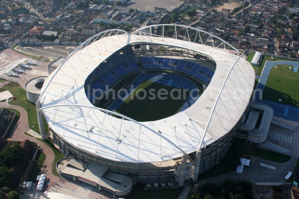 Aerial photograph Rio de Janeiro - Sport Venue of the Estadio Olimpico Joao Havelange - Nilton Santos Stadium before the Summer Games of the Games of the XXII. Olympics. The arena is home to the football club Botafogo in Rio de Janeiro in Brazil