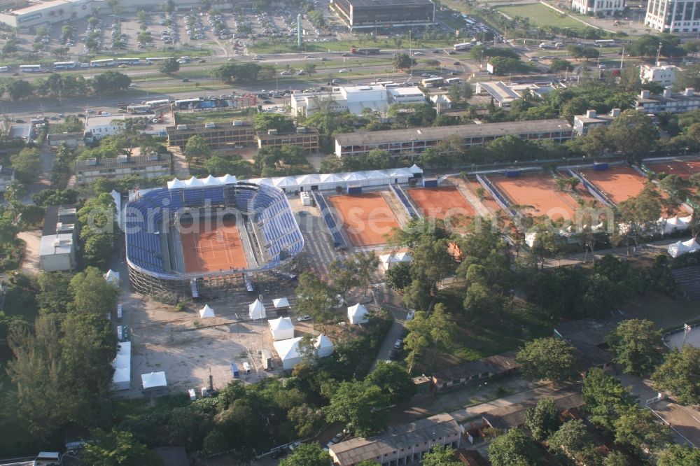 Aerial image Rio de Janeiro - Sports venue tennis competitions at the 15th Pan American Games 2007 and the 2007 Parapan American Games in Rio de Janeiro in Brazil. The tennis court was also hosted several Davis Cup Tournament Davis Cup team Brazil