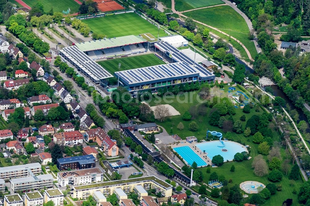 Aerial photograph Freiburg im Breisgau - Sports facility grounds of the Arena stadium in Freiburg im Breisgau in the state Baden-Wuerttemberg