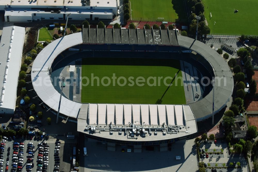 Braunschweig from the bird's eye view: Sports facility grounds of the Arena stadium in Braunschweig in the state Lower Saxony