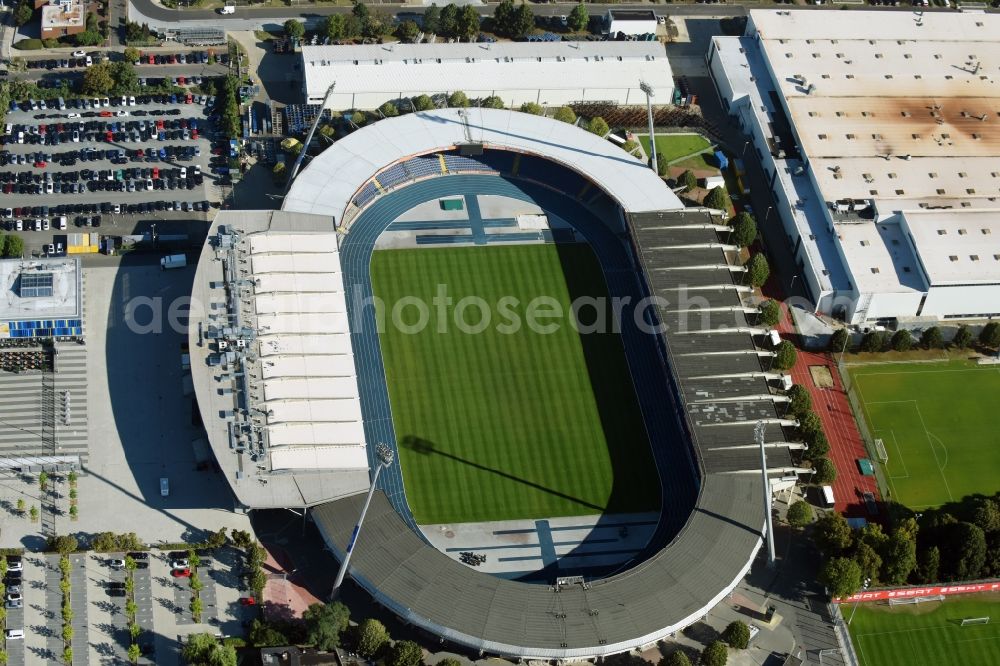 Aerial image Braunschweig - Sports facility grounds of the Arena stadium in Braunschweig in the state Lower Saxony