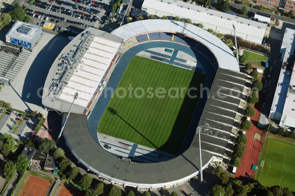 Braunschweig from the bird's eye view: Sports facility grounds of the Arena stadium in Braunschweig in the state Lower Saxony