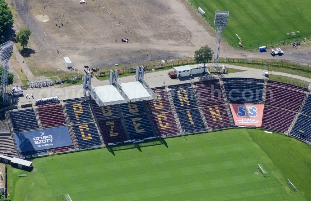 Szczecin from the bird's eye view: Sports facility grounds of the Arena stadium Florian-Krygier-Stadion in Szczecin in West Pomerania, Poland