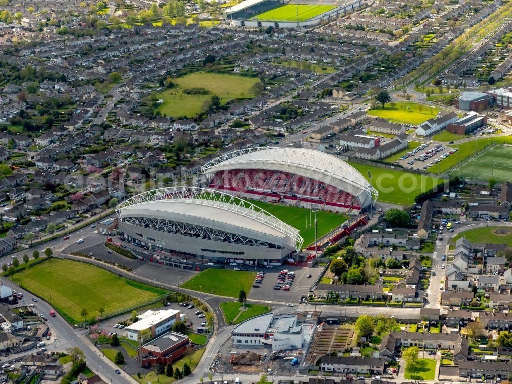 Limerick from above - Ragby- Sports facility grounds of the Arena stadium Thomond Park in Limerick in Limerick, Ireland