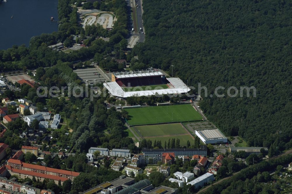 Aerial image Berlin - Sports facility grounds of the Arena stadium An der Alten Foersterei An der Wuhlheide in Berlin