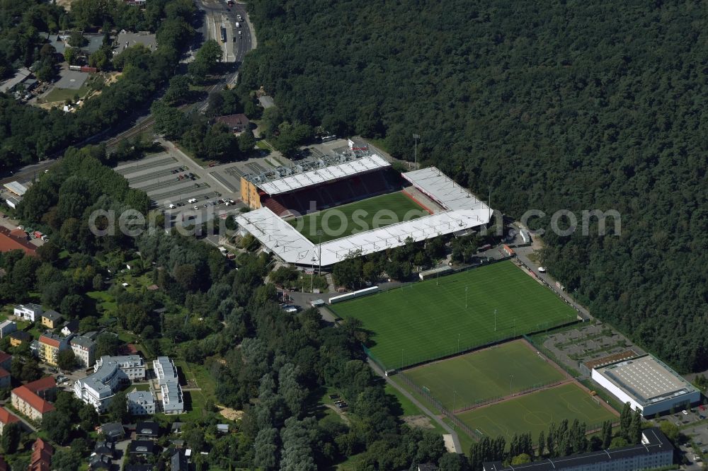 Aerial photograph Berlin - Sports facility grounds of the Arena stadium An der Alten Foersterei An der Wuhlheide in Berlin