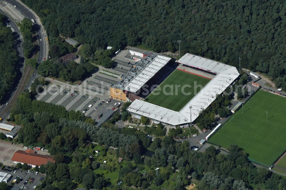 Aerial photograph Berlin - Sports facility grounds of the Arena stadium An der Alten Foersterei An der Wuhlheide in Berlin