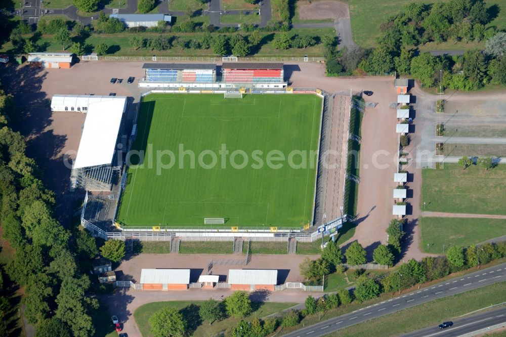 Aerial photograph Aschaffenburg - Sports facility grounds of the Arena stadium in Aschaffenburg in the state Bavaria