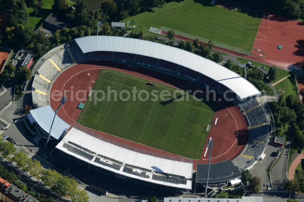 Aerial image Kassel - Sports facility grounds of the Arena stadium Auestadion in Kassel in the state Hesse, Germany