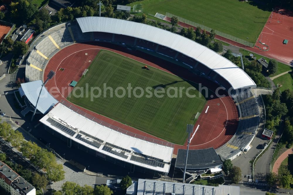 Aerial photograph Kassel - Sports facility grounds of the Arena stadium Auestadion in Kassel in the state Hesse, Germany