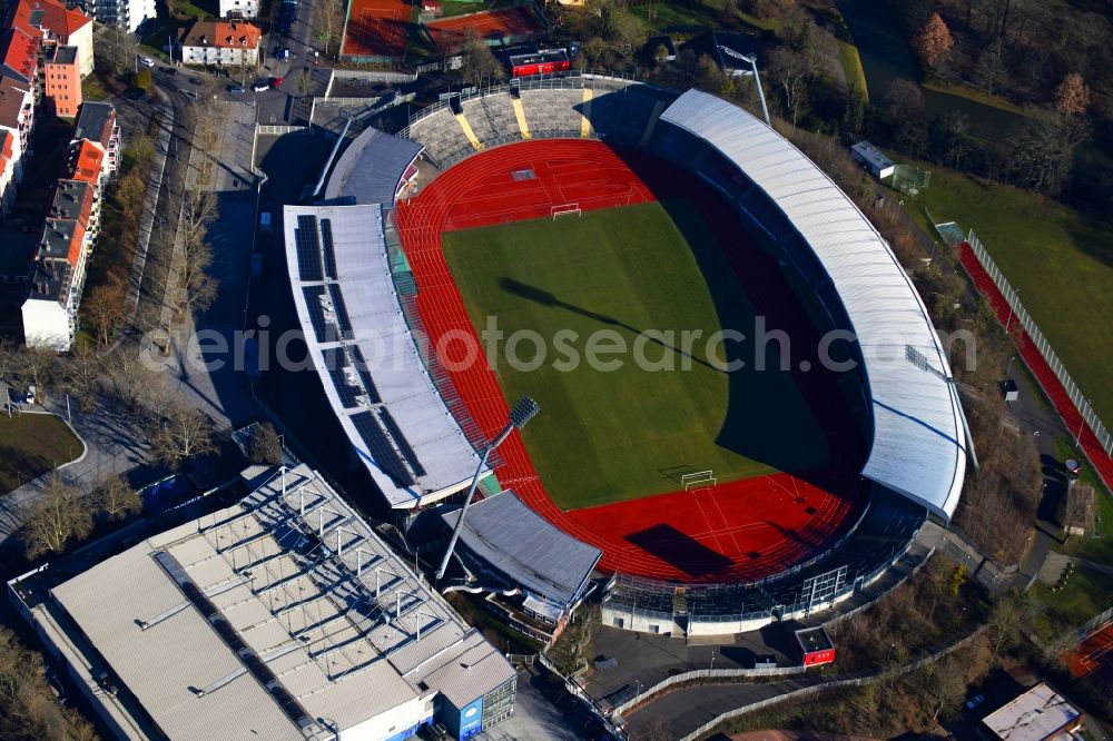 Aerial image Kassel - Sports facility grounds of the Arena stadium Auestadion in Kassel in the state Hesse, Germany