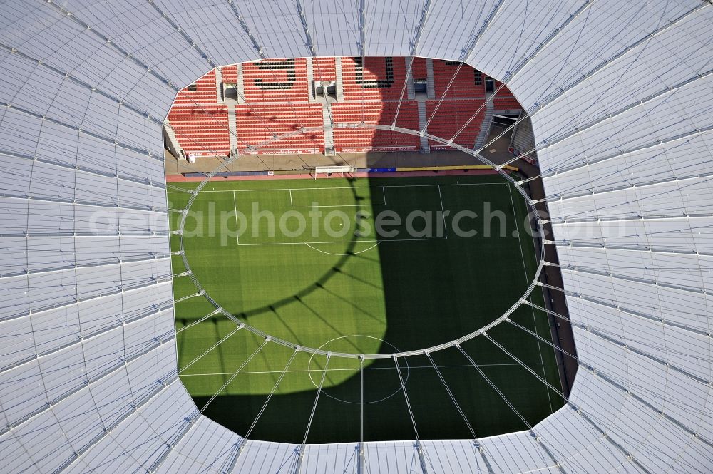 Aerial image Leverkusen - Construction sites Sports facility grounds of the Arena stadium BayArena of Fussballvereins Bayer 04 Leverkusen in the district Wiesdorf in Leverkusen in the state North Rhine-Westphalia, Germany