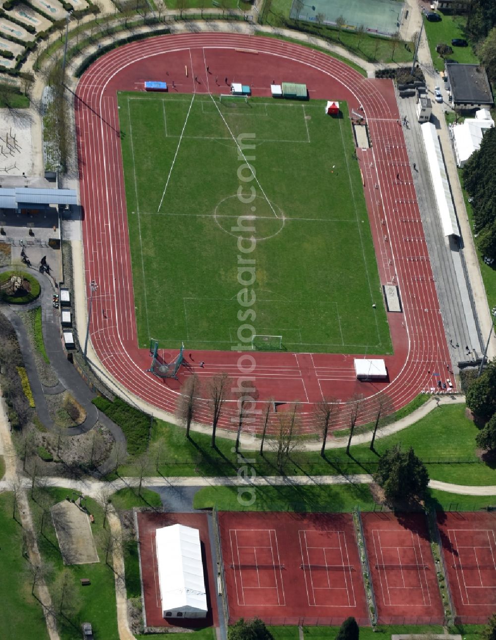 Beersel from the bird's eye view: Sports facility grounds of the Arena stadium on Henry Torleylaan in Beersel in Vlaan deren, Belgium