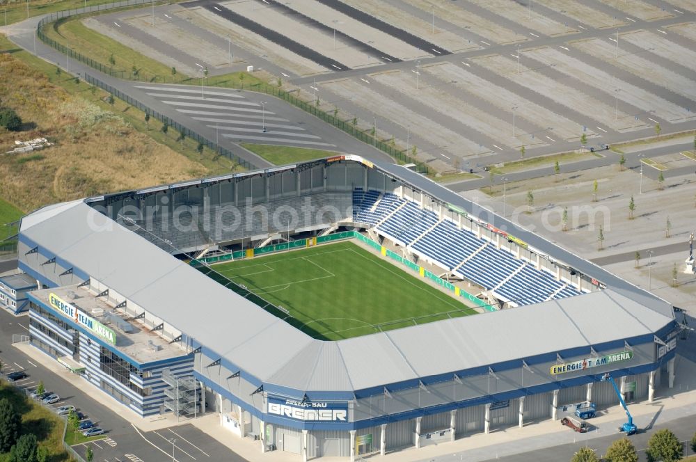 Paderborn from the bird's eye view: Sports facility grounds of the Arena stadium Benteler - Arena an der Paofborner Strasse of in Paderborn in the state North Rhine-Westphalia, Germany