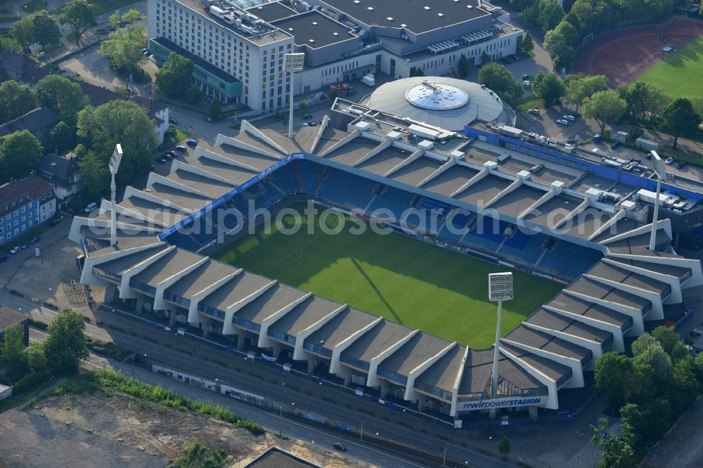 Aerial photograph Bochum - Sports facility grounds of the Arena stadium in Bochum in the state North Rhine-Westphalia