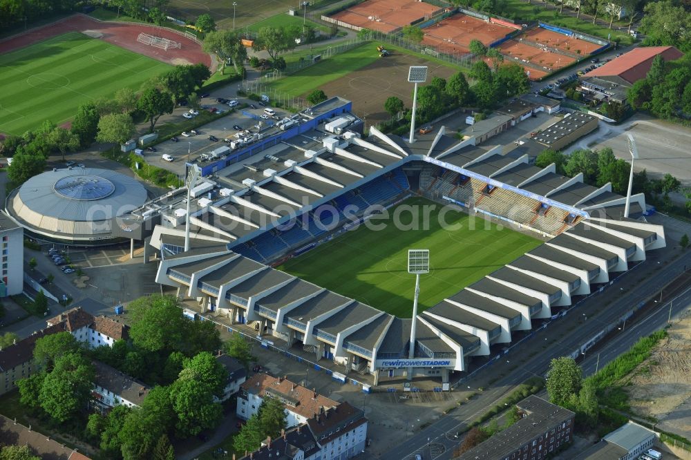 Aerial photograph Bochum - Sports facility grounds of the Arena stadium in Bochum in the state North Rhine-Westphalia