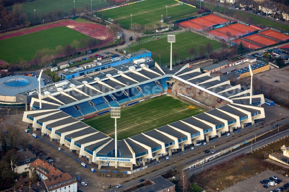 Aerial image Bochum - Sports facility grounds of the Arena stadium rewirpowerSTADION Castroper Strasse in Bochum in the state North Rhine-Westphalia