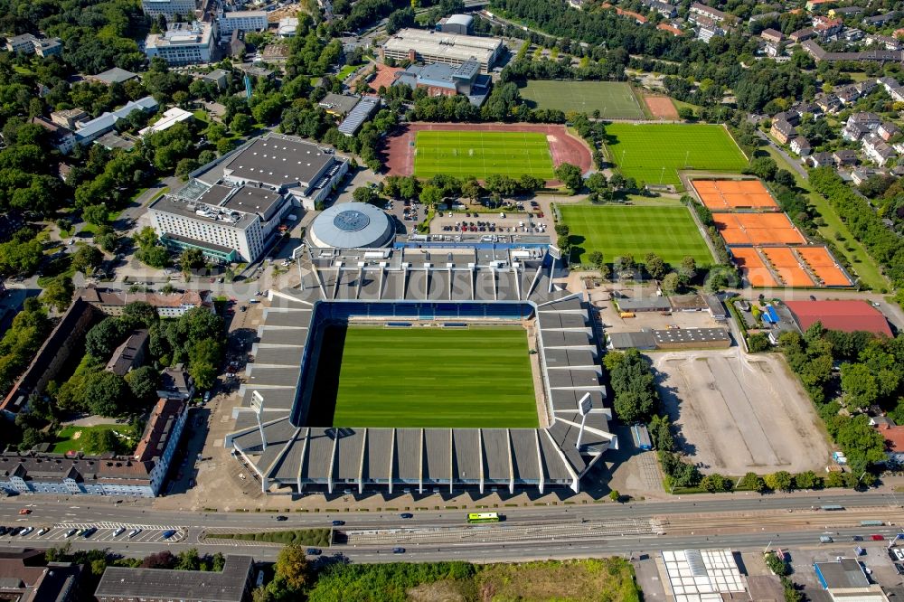 Aerial photograph Bochum - Sports facility grounds of the Arena stadium rewirpowerSTADION Castroper Strasse in Bochum in the state North Rhine-Westphalia