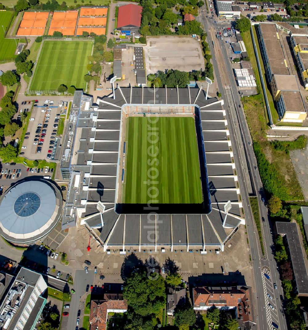 Bochum from the bird's eye view: Sports facility grounds of the Arena stadium rewirpowerSTADION Castroper Strasse in Bochum in the state North Rhine-Westphalia