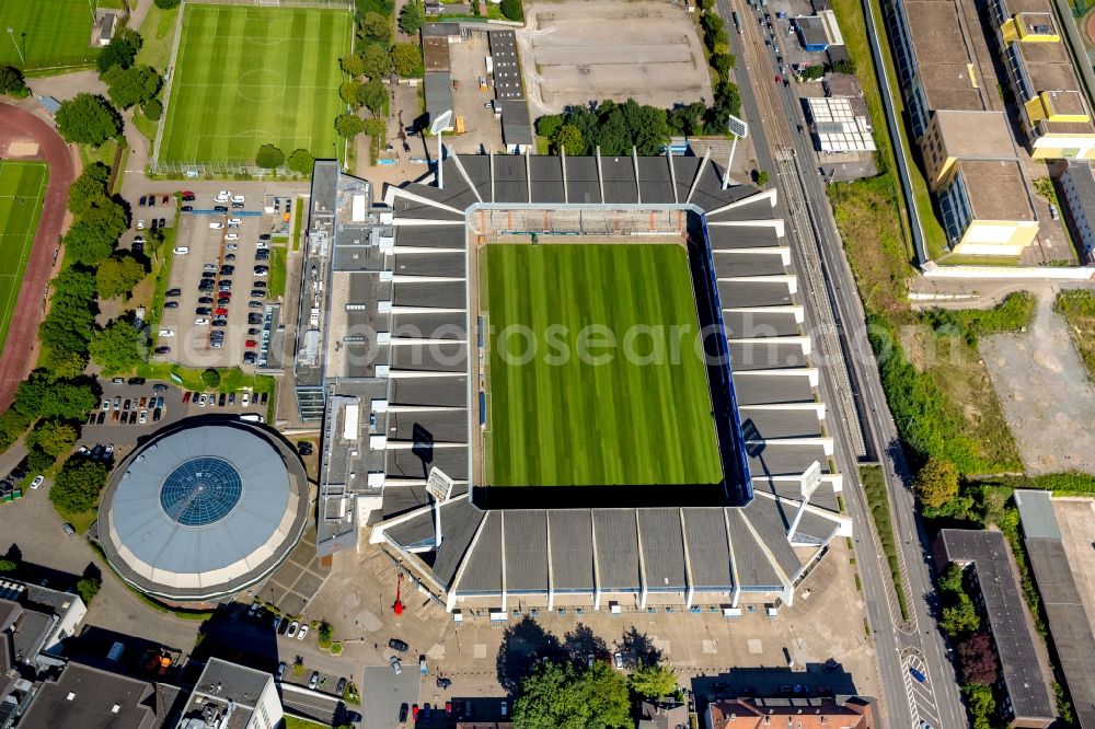 Bochum from the bird's eye view: Sports facility grounds of the Arena stadium rewirpowerSTADION Castroper Strasse in Bochum in the state North Rhine-Westphalia