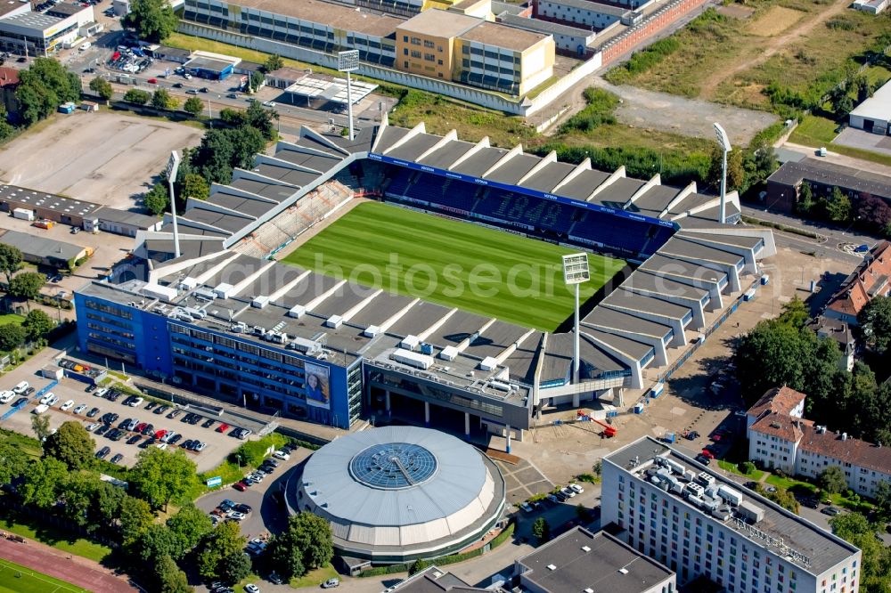 Bochum from above - Sports facility grounds of the Arena stadium rewirpowerSTADION Castroper Strasse in Bochum in the state North Rhine-Westphalia