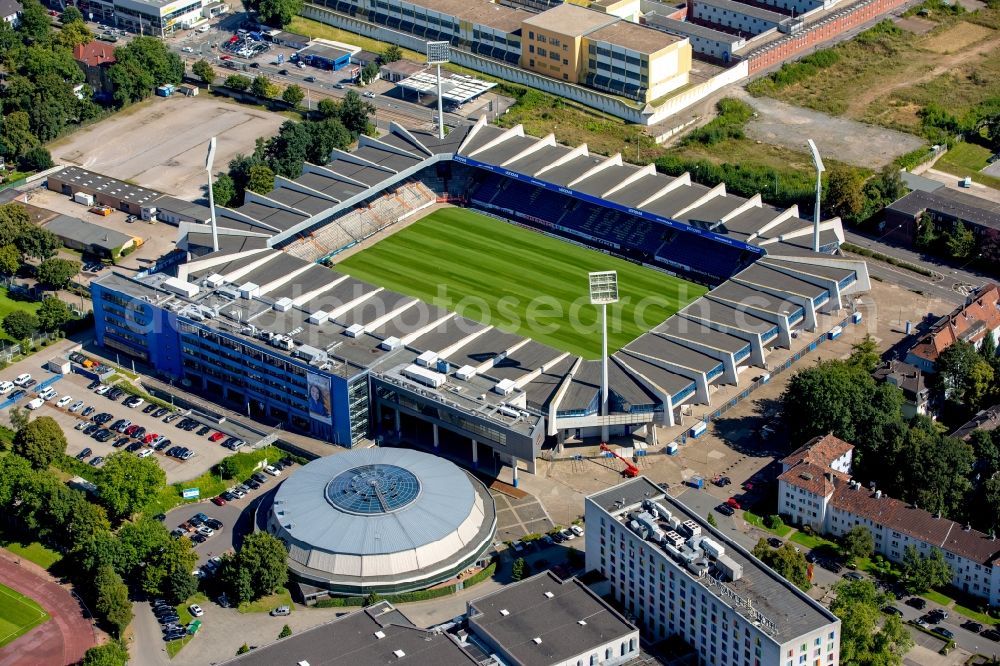 Bochum from the bird's eye view: Sports facility grounds of the Arena stadium rewirpowerSTADION Castroper Strasse in Bochum in the state North Rhine-Westphalia