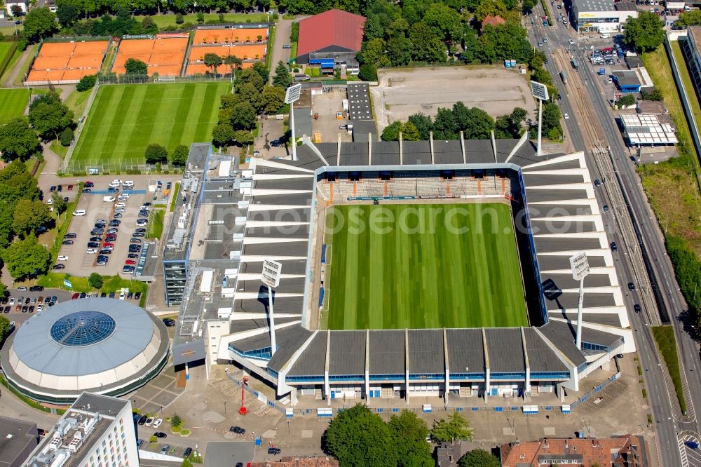 Aerial photograph Bochum - Sports facility grounds of the Arena stadium rewirpowerSTADION Castroper Strasse in Bochum in the state North Rhine-Westphalia