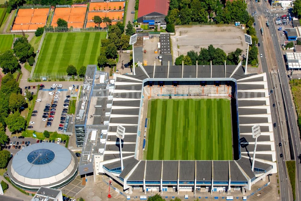 Bochum from above - Sports facility grounds of the Arena stadium rewirpowerSTADION Castroper Strasse in Bochum in the state North Rhine-Westphalia