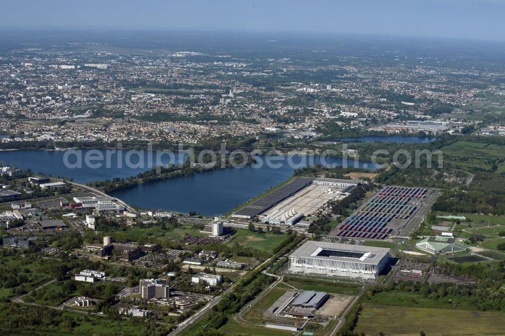 Bordeaux from above - Sports facility grounds of the Arena stadium Stade Matmut Atlantique an der Cours Jules Ladoumegue before the European Football Championship Euro 2016 in Bordeaux in Aquitaine Limousin Poitou-Charentes, France