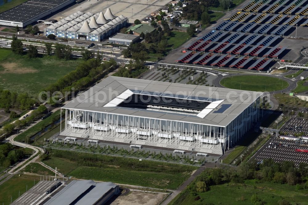 Aerial image Bordeaux - Sports facility grounds of the Arena stadium Stade Matmut Atlantique an der Cours Jules Ladoumegue before the European Football Championship Euro 2016 in Bordeaux in Aquitaine Limousin Poitou-Charentes, France