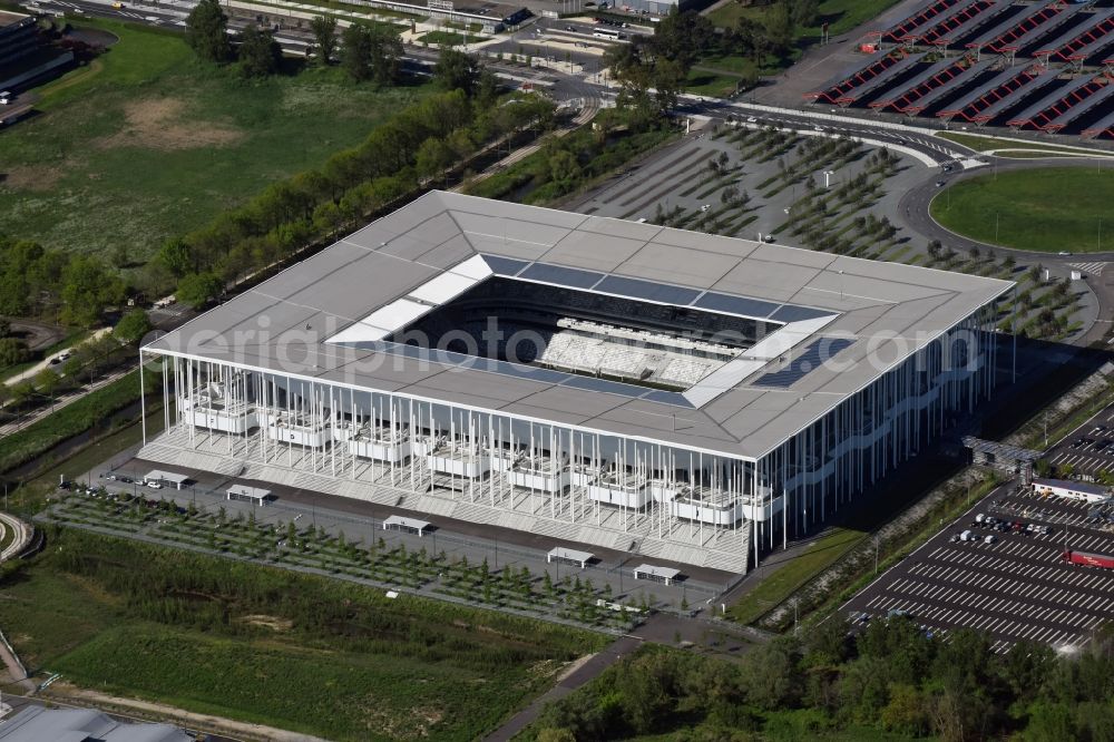 Bordeaux from the bird's eye view: Sports facility grounds of the Arena stadium Stade Matmut Atlantique an der Cours Jules Ladoumegue before the European Football Championship Euro 2016 in Bordeaux in Aquitaine Limousin Poitou-Charentes, France