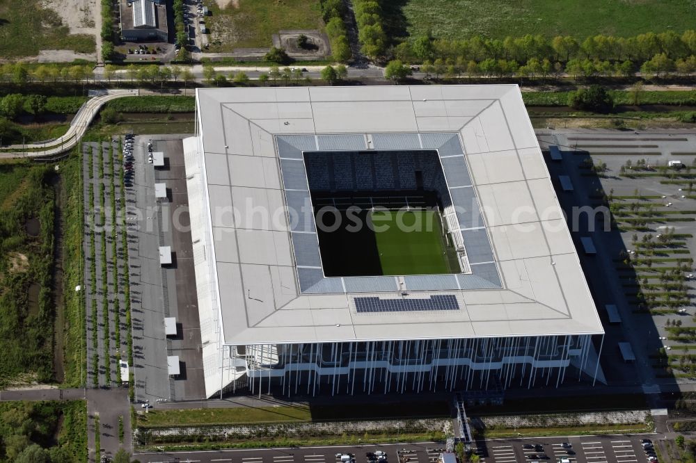 Aerial photograph Bordeaux - Sports facility grounds of the Arena stadium Stade Matmut Atlantique an der Cours Jules Ladoumegue before the European Football Championship Euro 2016 in Bordeaux in Aquitaine Limousin Poitou-Charentes, France