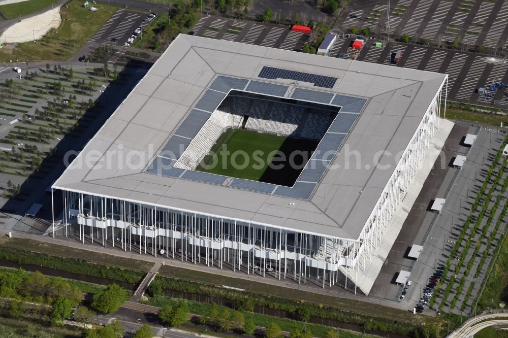 Bordeaux from the bird's eye view: Sports facility grounds of the Arena stadium Stade Matmut Atlantique an der Cours Jules Ladoumegue before the European Football Championship Euro 2016 in Bordeaux in Aquitaine Limousin Poitou-Charentes, France